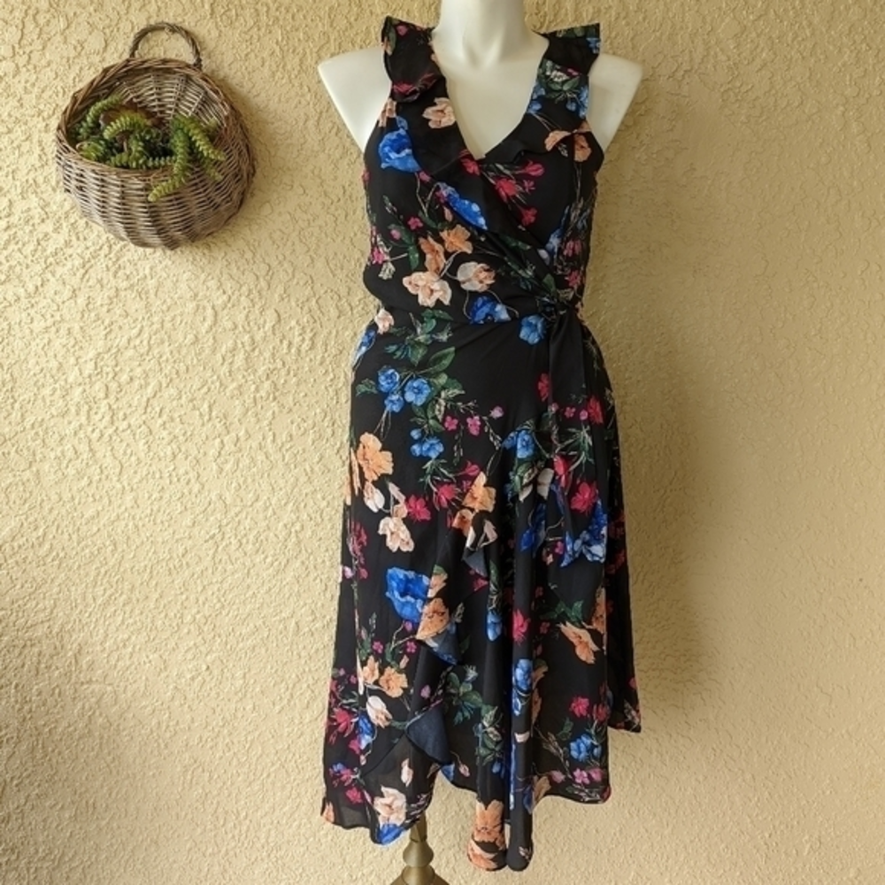 Parker‎ asymmetrical ruffle hem floral dress